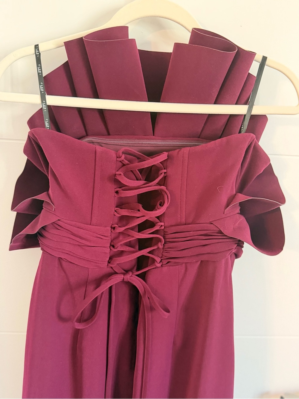 Club L London Set the Bar Strapless Sculpted Bodice Evening Gown in Deep Plum - Picture 7 of 7